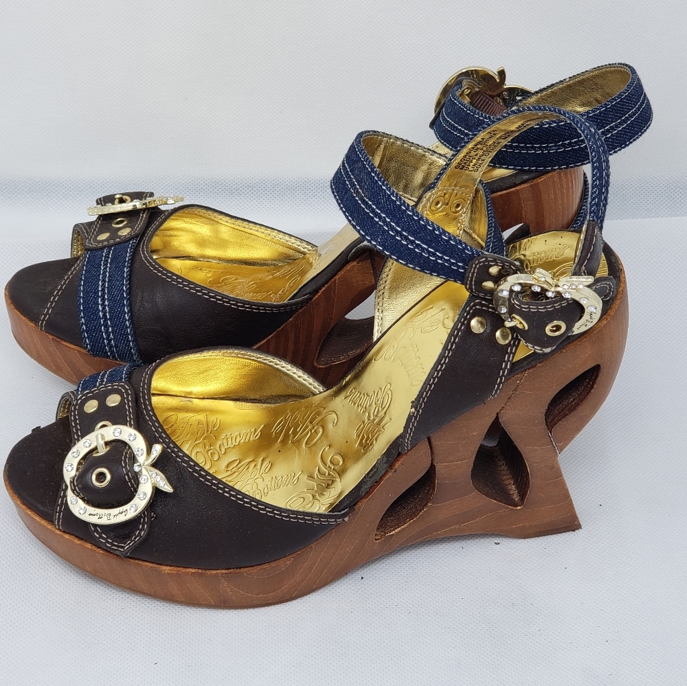 APPLE BOTTOM  DENIM SANDALS